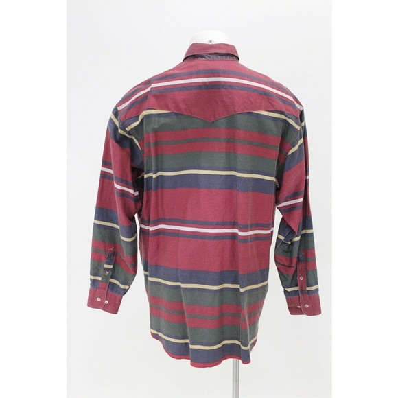 Vtg Wrangler Shirt Men's XL Striped Brushpopper Western X-Long Tails Long Sleeve - Picture 4 of 9